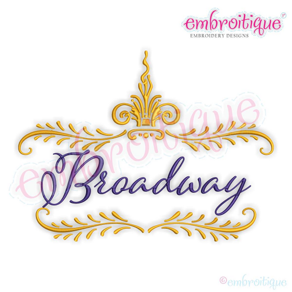 Broadway Fancy Elegant Monogram Font Frame - Embroitique Machine Embroidery Design