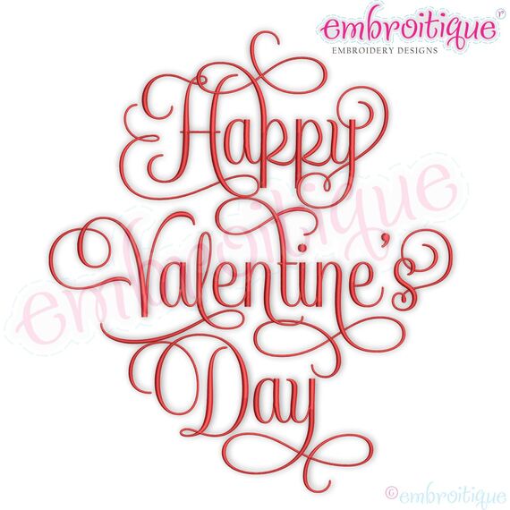 Happy Valentine's Day Curly Calligraphy Swash Love s