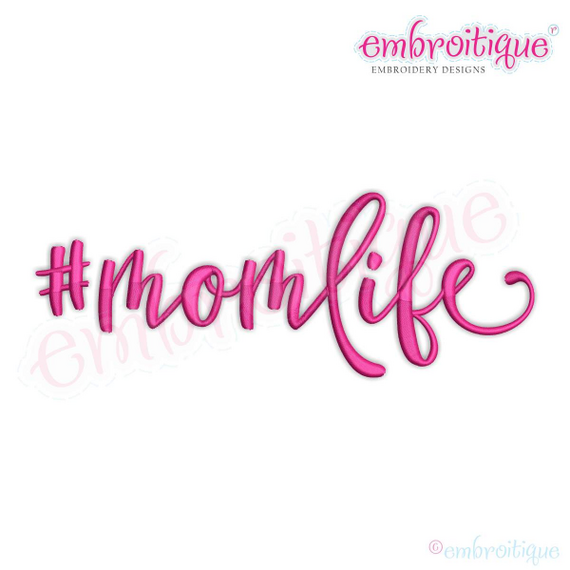 #momlife - hashtag machine embroidery design - Emrboitique