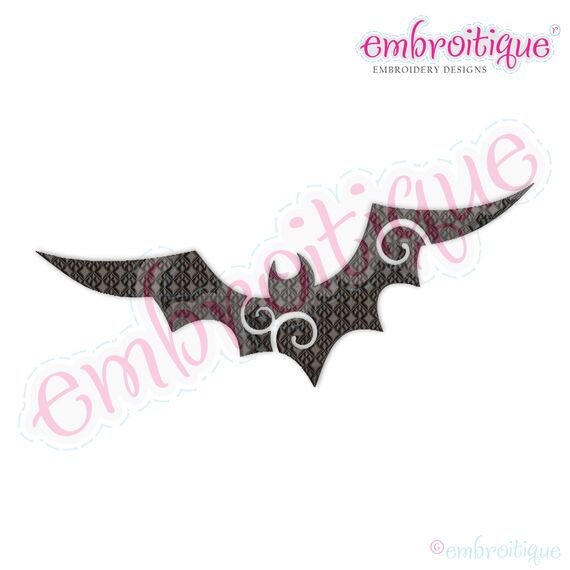 Swirly Flourish Chevron Fill Stitch Bat 2 - Halloween Fall