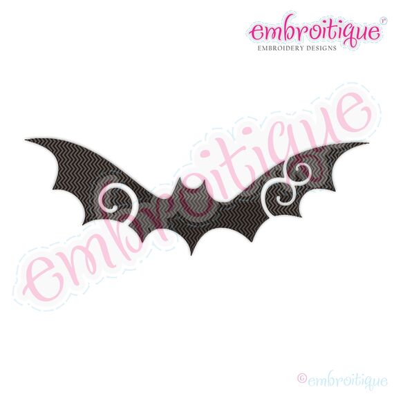 Swirly Flourish Chevron Fill Stitch Bat 1 - Halloween Fall