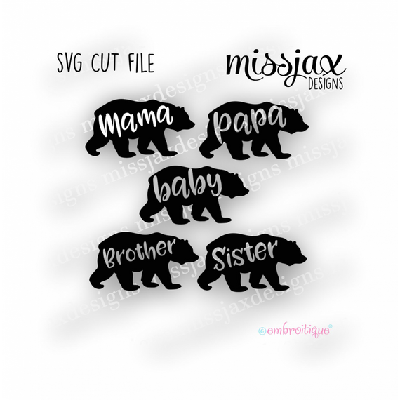 Family Bear Set - Mama Bear, Papa Bear, Baby Bear - SVG files