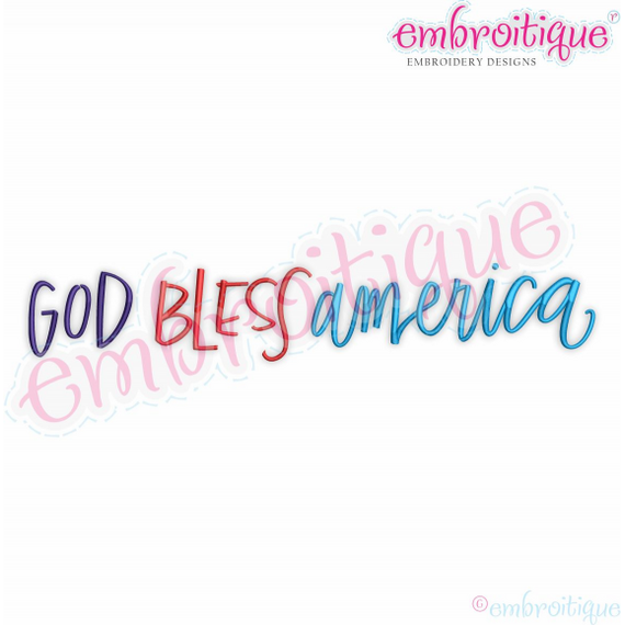 God Bless America - Embroitique Machine Embroidery Design