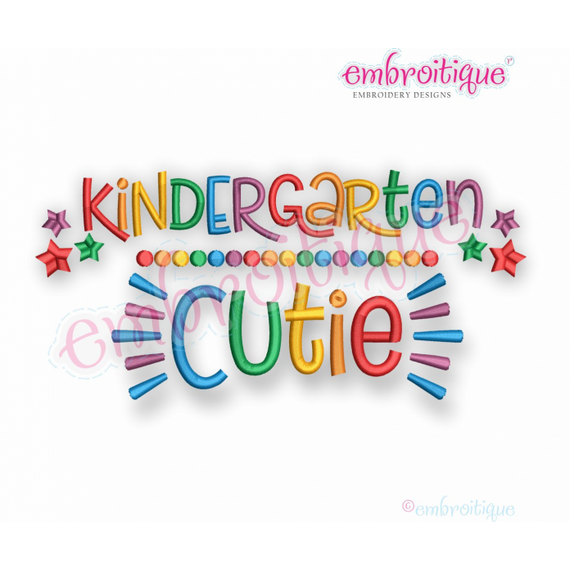 Kindergarten Cutie - Back to school design girls  Embroitique Machine Embroidery Design