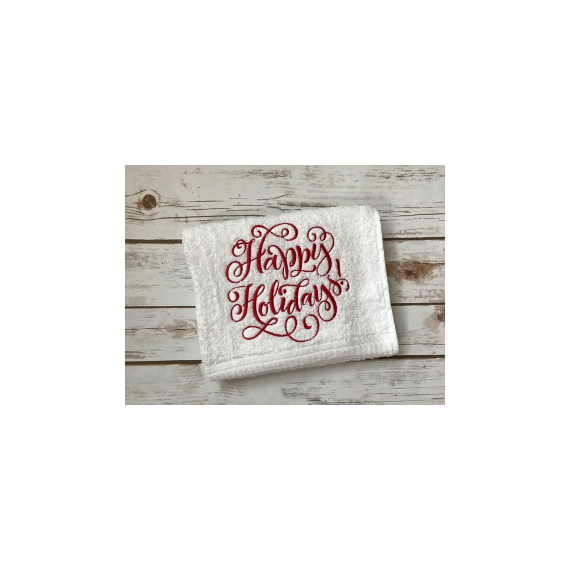 Happy Holidays Calligraphy Circle Christmas Design for Machine Embroidery, 2 image