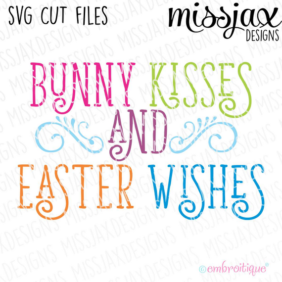 Bunny Kisses and Easter Wishes Curly Cute Easter SVG Cut File