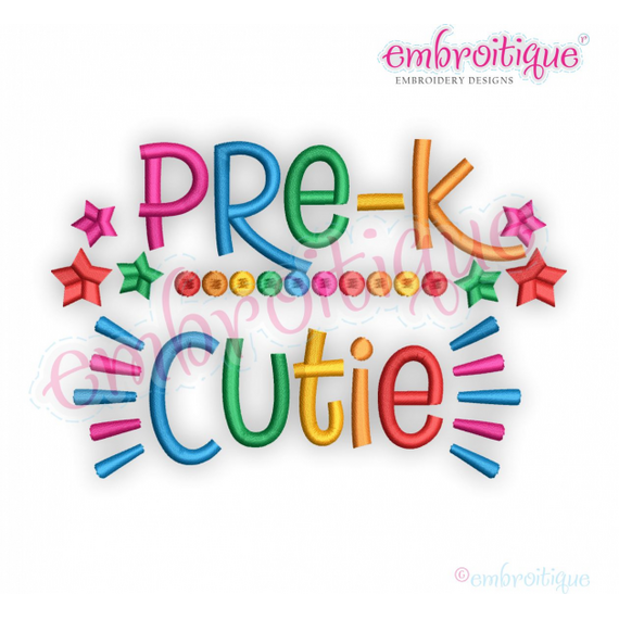 Pre-K Cutie - back to school girls -  Embroitique Machine Embroidery Design