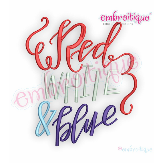 Red White & Blue with swirls - Embroitique Machine Embroidery Design
