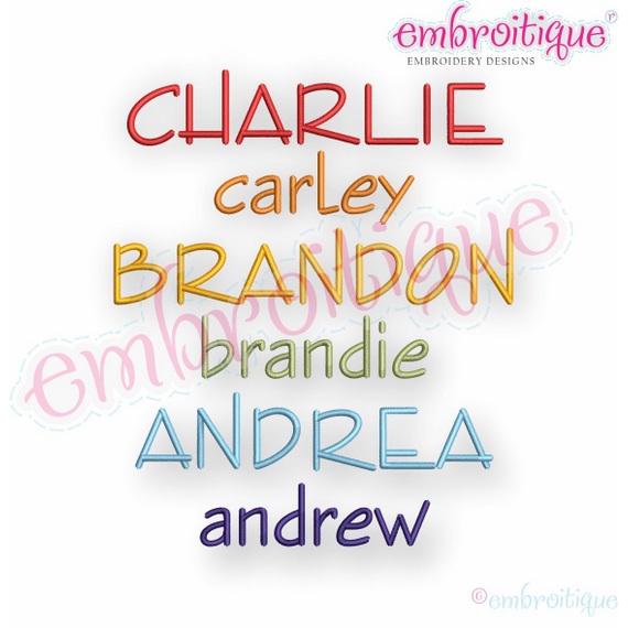 Charlie Monogram Font -small set -  1", 1.5", 2", 2.5", 3", BX Included - Embroitique Machine Embroidery Design