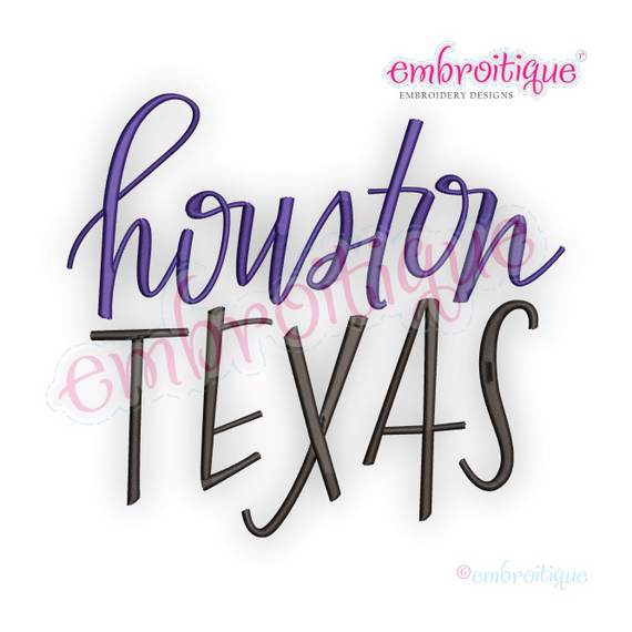 Houston Texas - Embroitique Machine Embroidery Design