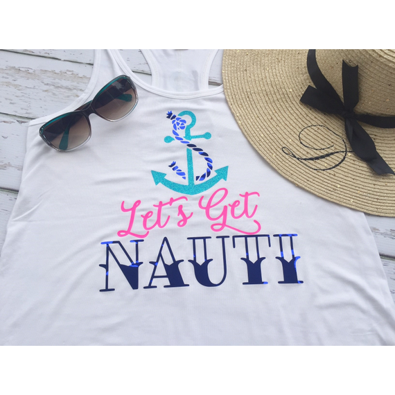 Let's get Nauti with anchor and rope Funny Beach nautical SVG Cut File