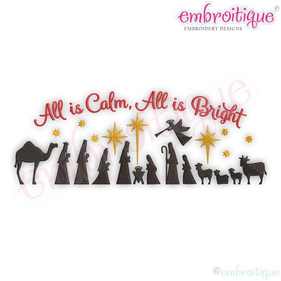 All Is Calm All Is Bright Manger - Holiday -Christmas Machine Embroidery Design