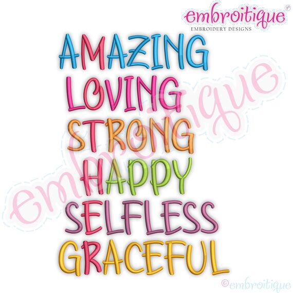 MOTHER Amazing Loving Strong Happy Selfless Graceful