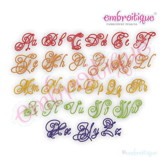 Featherly Monogram Set -Small Sizes -  Script Italics Font, 3 image