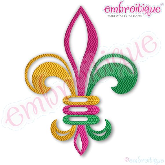 Fleur de Lis Open Madri Gras French Pattern Fill Stitch Machine Embroidery Design