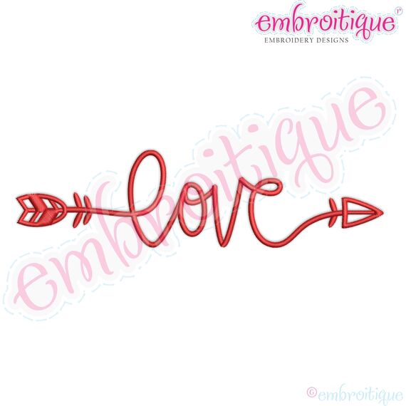 "Love" in Script with Arrow - Valentines, Wedding