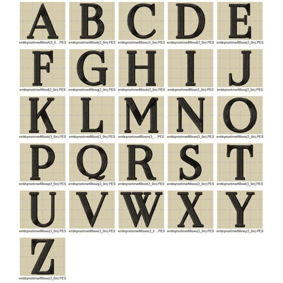 Mortimer Monogram Medium Fill Stitch Curly & Block Font, 4 image