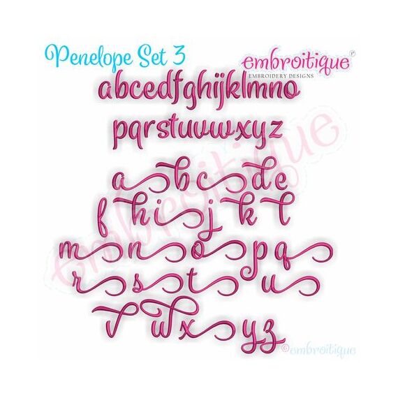 Penelope Super Set - Exclusive Calligraphy Script Monogram Alphabet Font for Machine Embroidery, 7 image