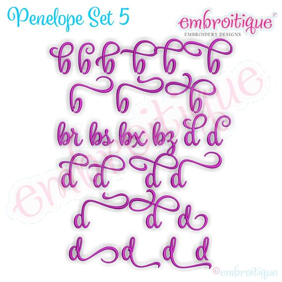 Penelope Super Set - Exclusive Calligraphy Script Monogram Alphabet Font for Machine Embroidery, 11 image