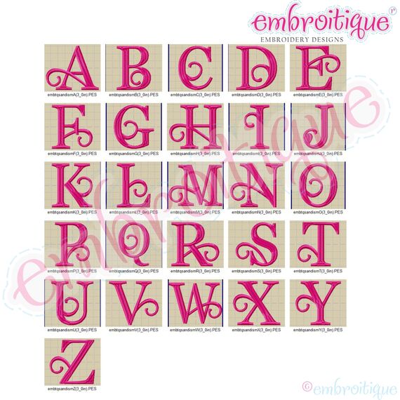 Sandi Monogram Font - Curly Classic Upright  - SMALL, 2 image