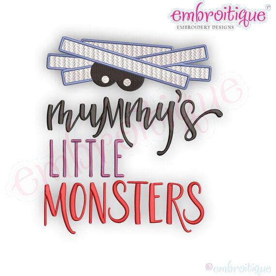 Mummy's Little Monsters - Fall Halloween- Embroitque Machine Embroidery Design