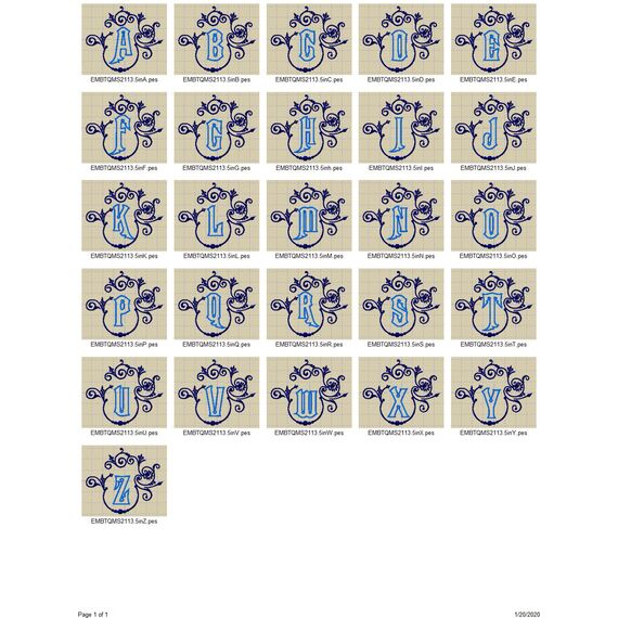 Embroitique Natalya Outline Flourish Monogram Alphabet