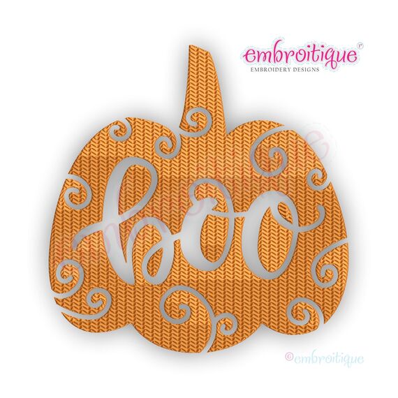 Boo Pumpkin - Halloween Fall Autumn Design - EMBROITIQUE MACHINE EMBROIDERY DESIGN