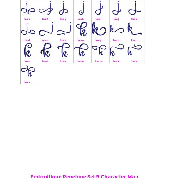 Penelope Set 5 - Calligraphy Script alternate lowercase letters b-k, 5 image