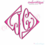 Diamond 2 Letter Initial Monogram Font for Machine Embroidery - 2", 3", 4", 5", 6"