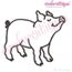 Pig Outline Red Work Farm Animal Machine Embroidery Design